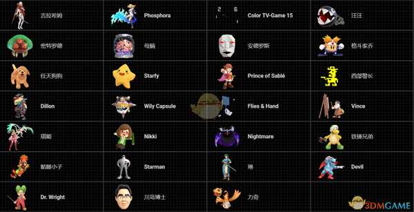 《任天堂明星大乱斗特别版》全辅助模型角色一览