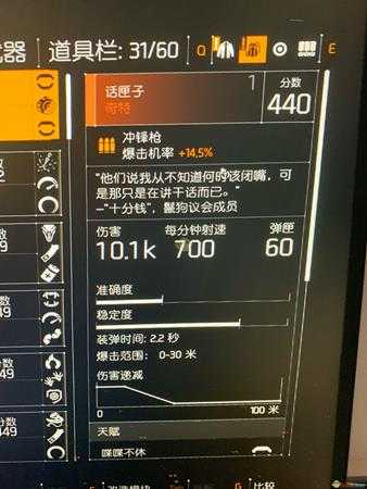 《全境封锁2》奇特冲锋枪话匣子属性天赋数据一览