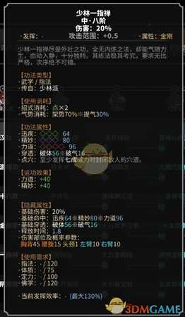 《太吾绘卷》少林派指法一览