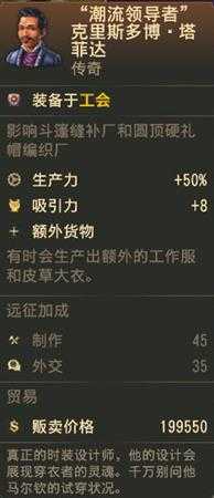 《纪元1800》传奇人物潮流领导者属性一览