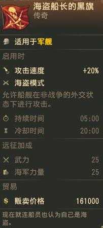 《纪元1800》传奇物品海盗船长的黑旗属性一览