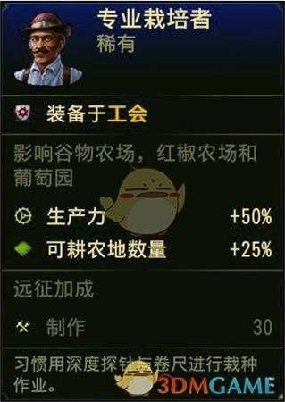 《纪元1800》稀有人物专业栽培者属性一览