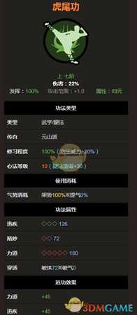 《太吾绘卷》元山派腿法-虎尾功