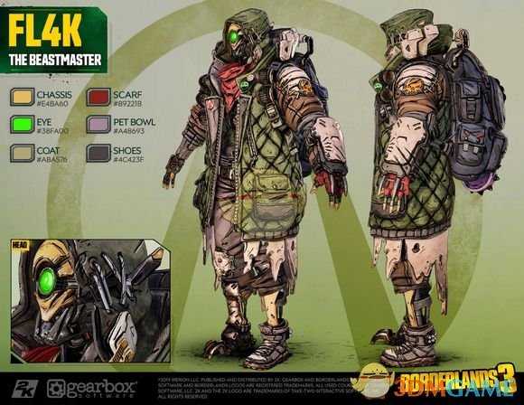 《无主之地3》驯兽师FL4K角色设定图一览