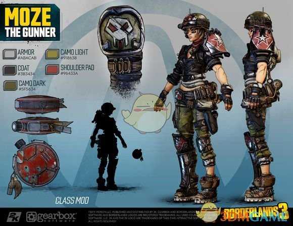 《无主之地3》枪手Moze角色设定图一览