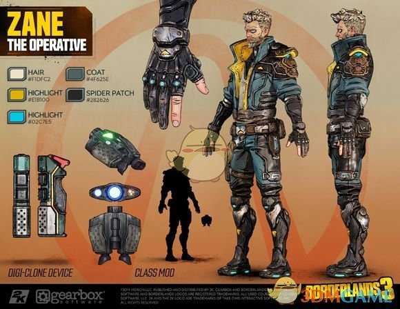 《无主之地3》特工Zane角色设定图一览