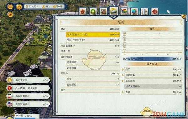 《海岛大亨6》旅游业收入与支出数据测试