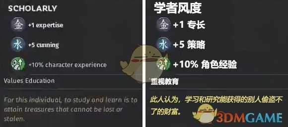 《全面战争：三国》学者风度特性效果一览