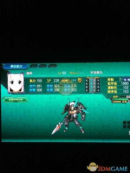 《超级机器人大战X》全角色LV99六维一览