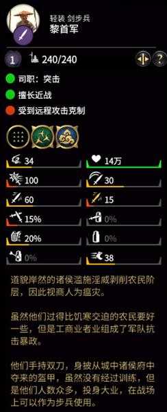 《全面战争：三国》黎首军属性分析