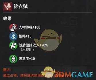 《全面战争：三国》恶名昭彰锦衣贼属性效果分析 获得方法分享