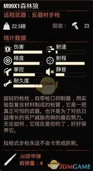 《腐烂国度2》M99X1森林狼狙击枪属性分享