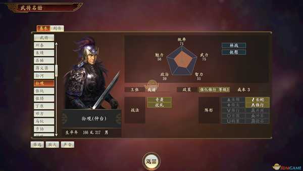 《三国志14》泰贼孙观武将点评