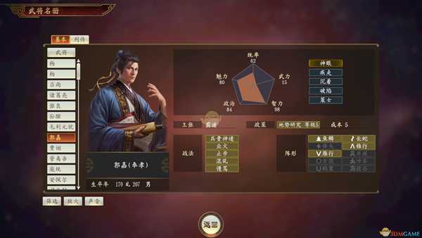 《三国志14》郭嘉武将点评
