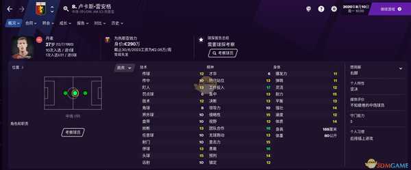 《足球经理2021》卢卡斯·雷安格球员点评