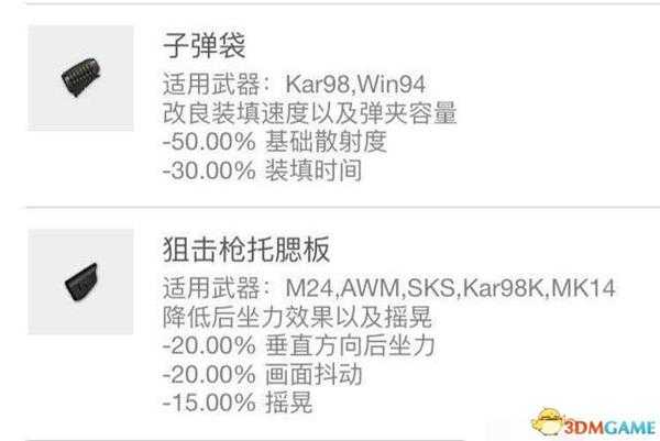 绝地求生98K最佳配件 绝地求生托腮板与子弹袋分析