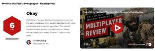 《COD20》多人模式IGN6分：了无创新 难以兴奋