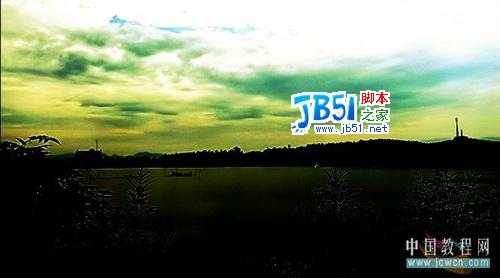 Photoshop:风景照变非主流色调签名图